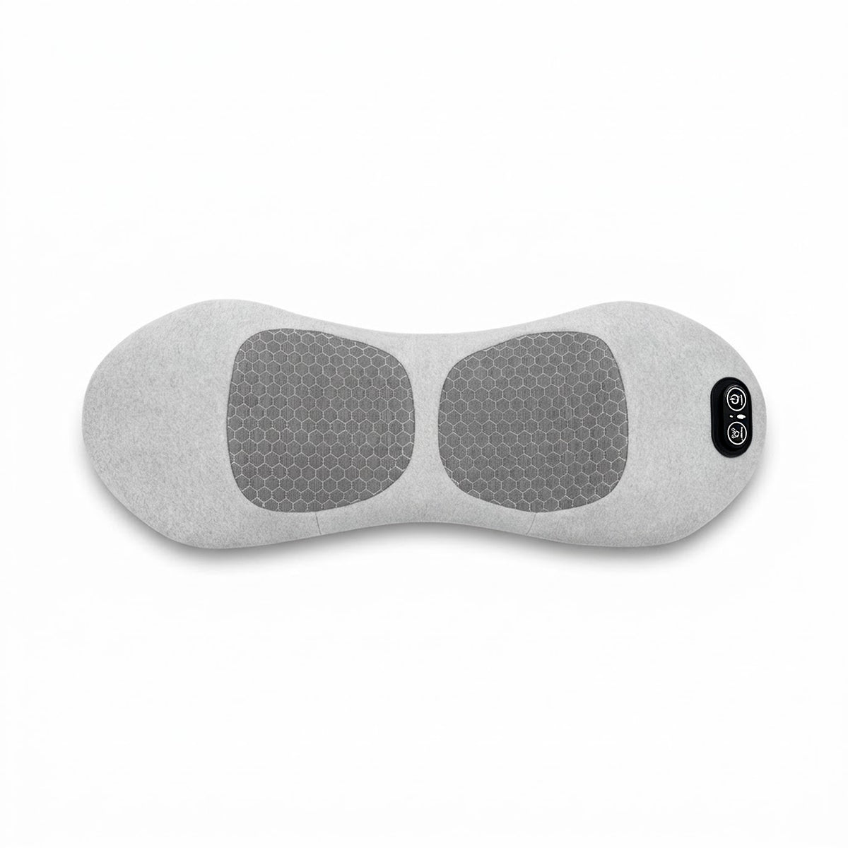 Lower back stretcher and lumbar massage pillow with vibration, inflatable stretch arch, and 3 heat levels, USB-C powered