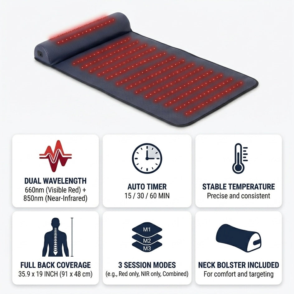 LumiRecovery | Red Light Therapy Mat with Neck Support