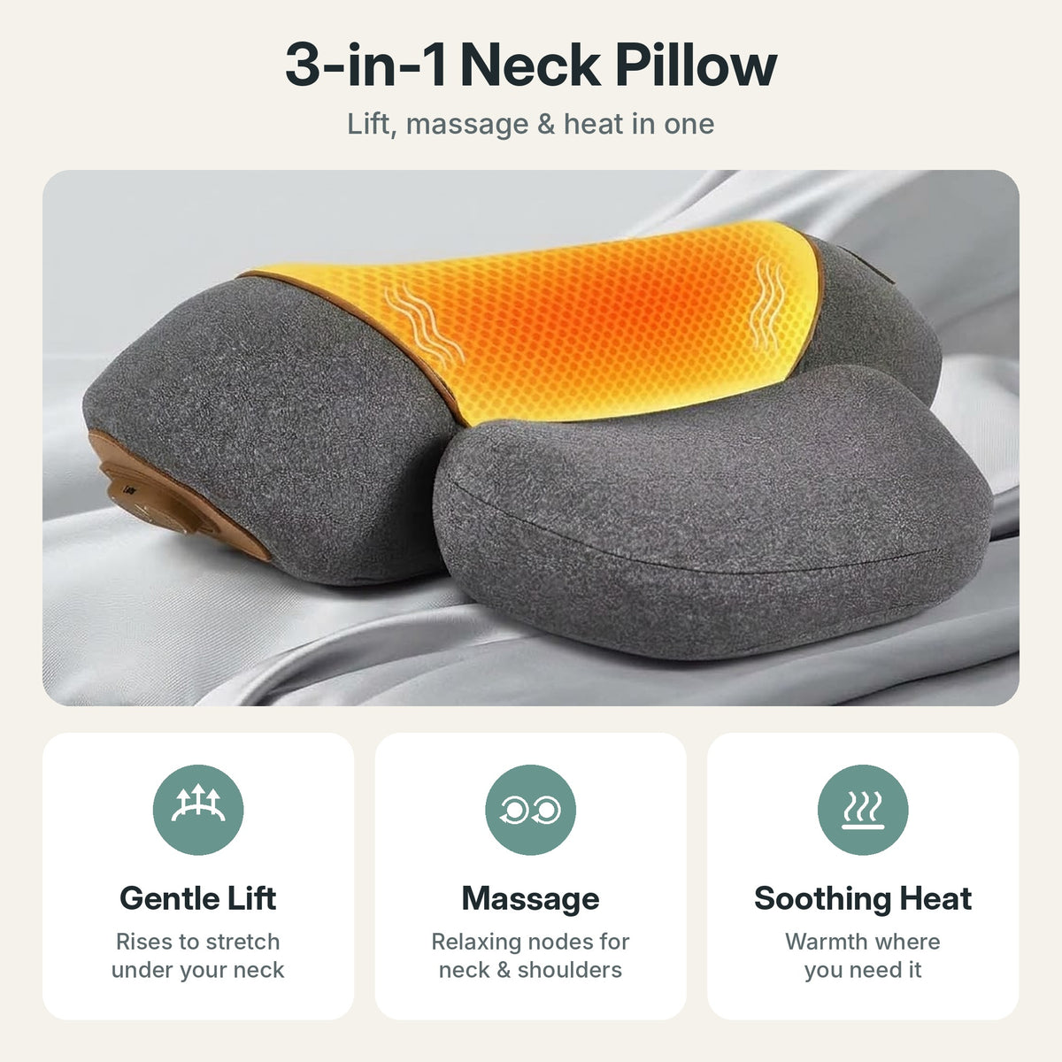 Neck Massage Pillow with Soothing Heat & Ergonomic Design