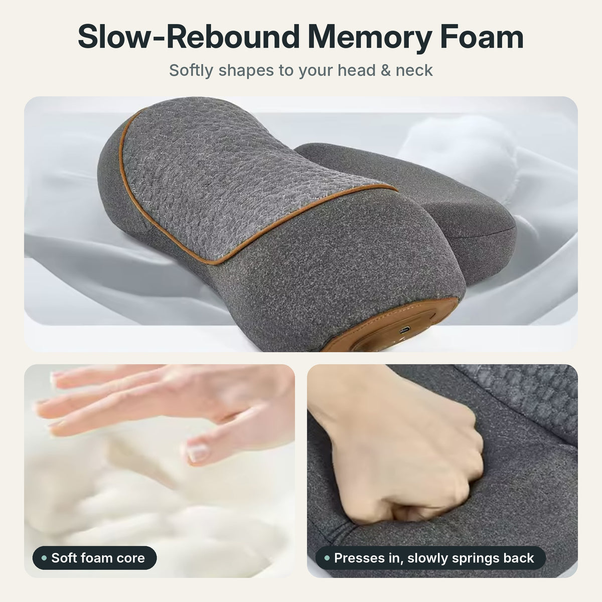 Neck Massage Pillow with Soothing Heat & Ergonomic Design