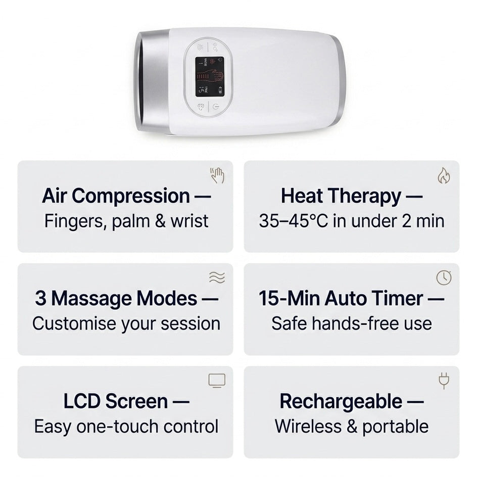 LumiRecovery | Cordless Hand Massager with Heat & Compression Therapy
