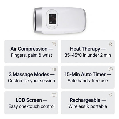 LumiRecovery | Cordless Hand Massager with Heat & Compression Therapy