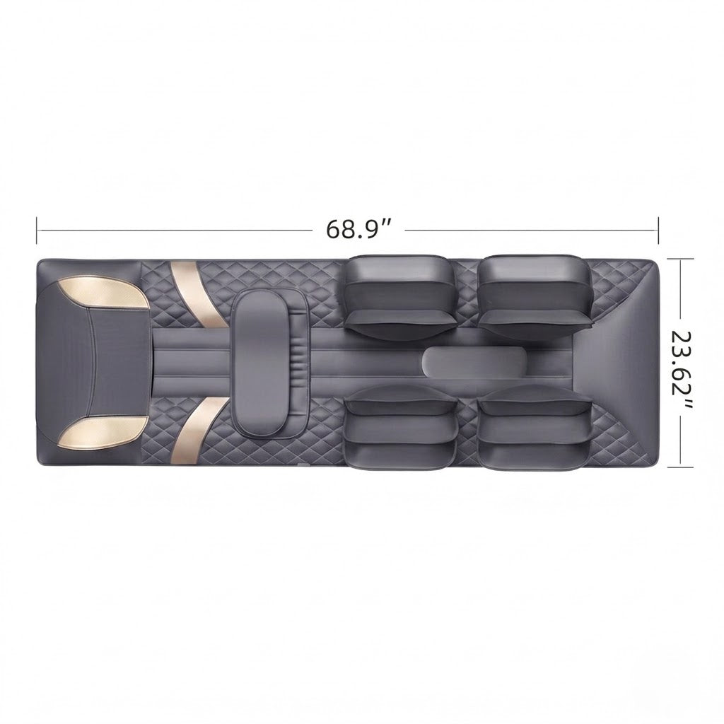 Full body air compression massage mat with heat function and lumbar support, black