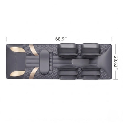 Full body air compression massage mat with heat function and lumbar support, black
