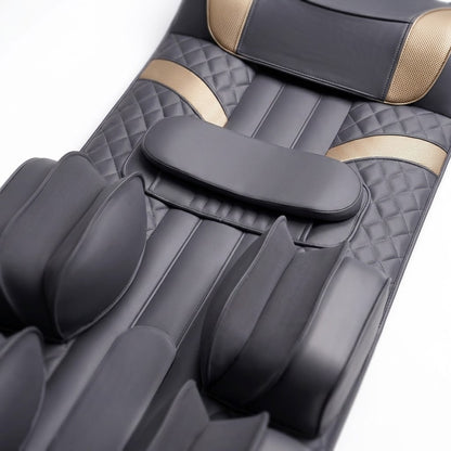 Full body air compression massage mat with heat function and lumbar support, black