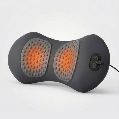 Back massager with heat, vibration massage, and gentle stretching support