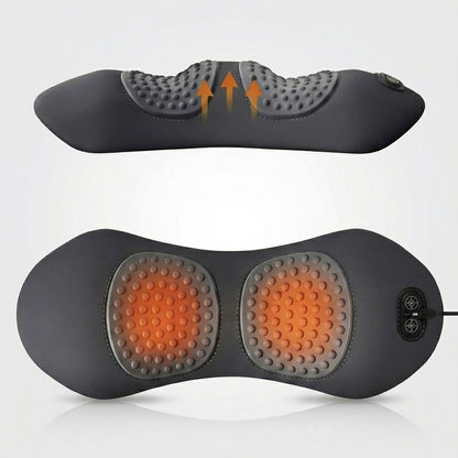 Back massager with heat, vibration massage, and gentle stretching support