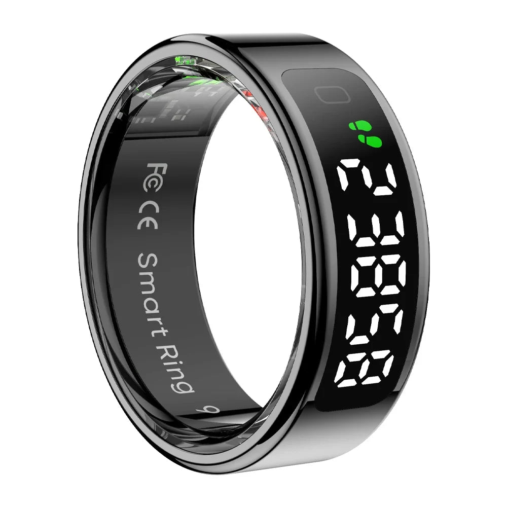 Sleek Ergonomic Smart Health Tracking Ring with OLED Display 0