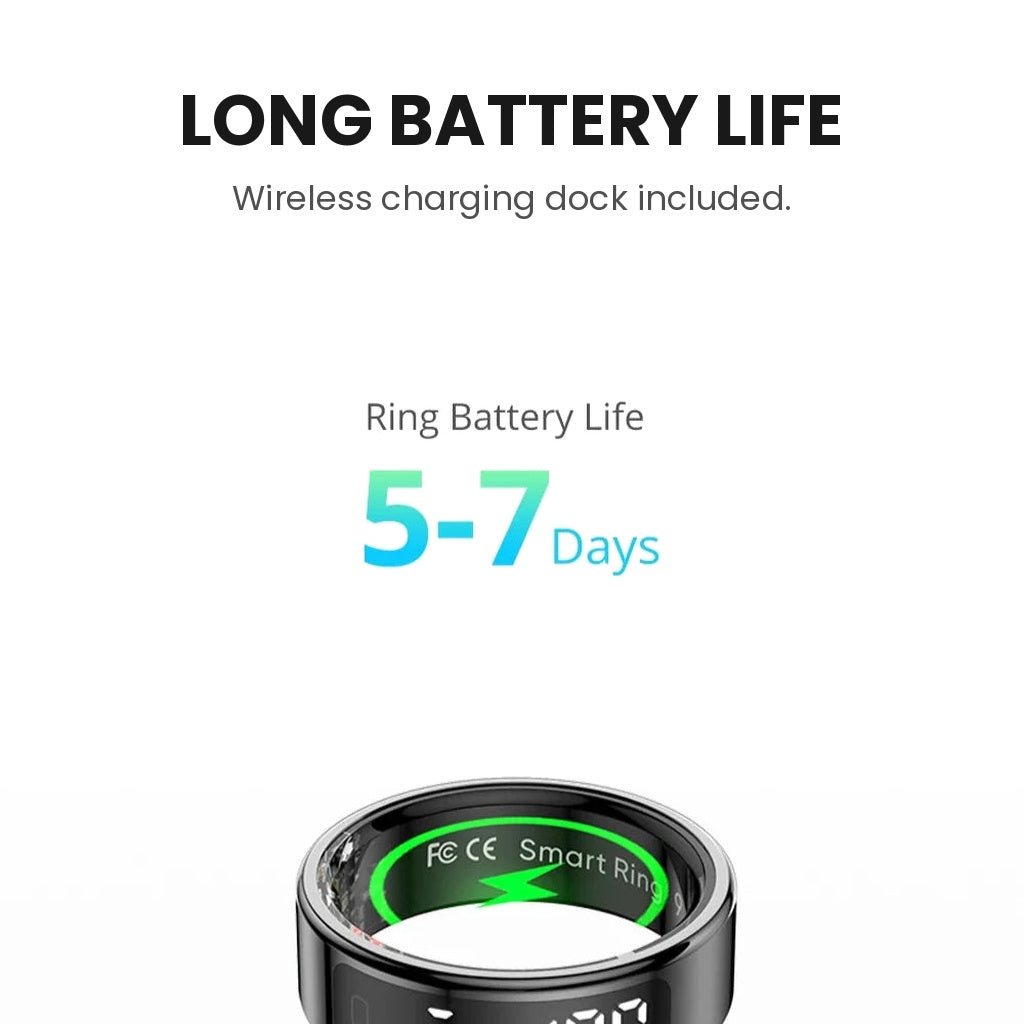 Smart ring with built-in touch display tracking heart rate, blood oxygen, sleep and steps