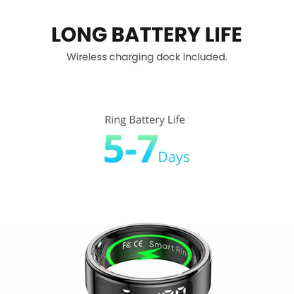 Smart ring with built-in touch display tracking heart rate, blood oxygen, sleep and steps