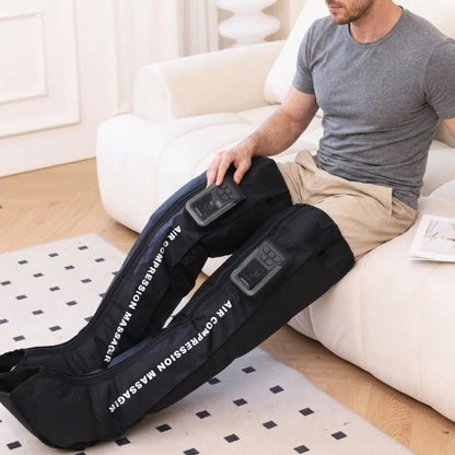Wireless full-leg air compression massager with 3 massage modes and 5 airbag zones