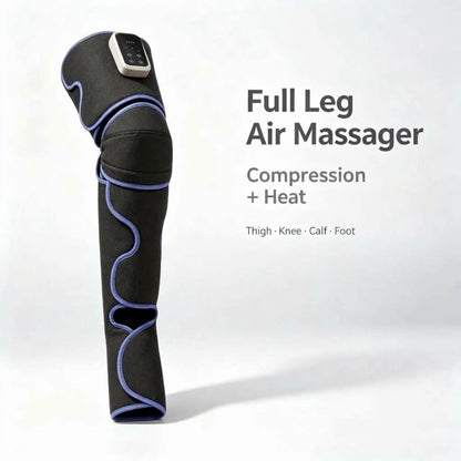 Pair of cordless air compression leg massagers with heat for thighs, calves and feet
