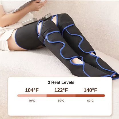 Pair of cordless air compression leg massagers with heat for thighs, calves and feet