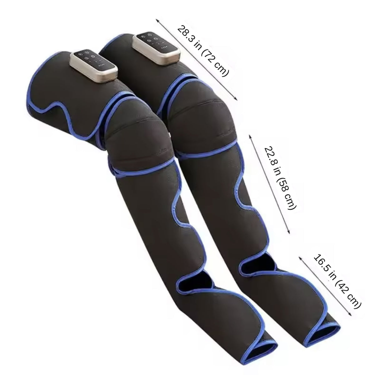 Pair of cordless air compression leg massagers with heat for thighs, calves and feet