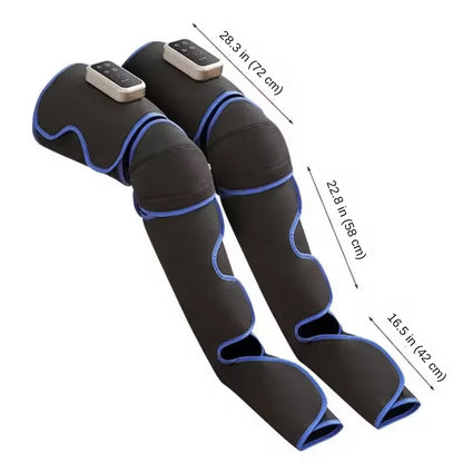 Pair of cordless air compression leg massagers with heat for thighs, calves and feet