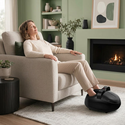 Full-wrap shiatsu foot massager for foot pain relief with kneading, air compression, heat, vibration and remote control