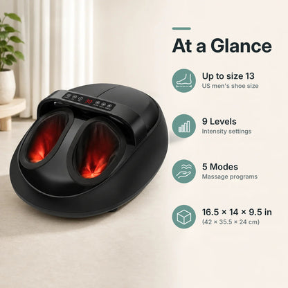 Full-wrap shiatsu foot massager for foot pain relief with kneading, air compression, heat, vibration and remote control