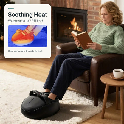 Full-wrap shiatsu foot massager for foot pain relief with kneading, air compression, heat, vibration and remote control
