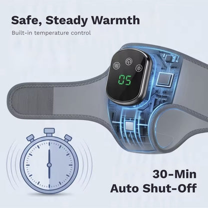 Wearable heated ankle and foot massager wrap with 5 heat levels and vibration