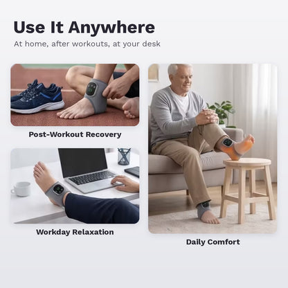 Wearable heated ankle and foot massager wrap with 5 heat levels and vibration