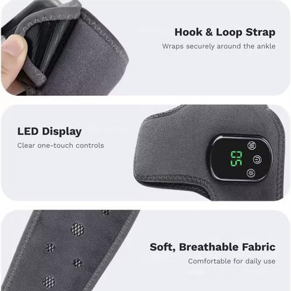 Wearable heated ankle and foot massager wrap with 5 heat levels and vibration