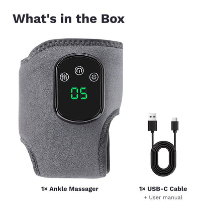 Wearable heated ankle and foot massager wrap with 5 heat levels and vibration