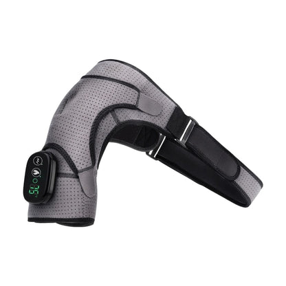 Wearable heated shoulder massager wrap with vibration, LED display and adjustable straps