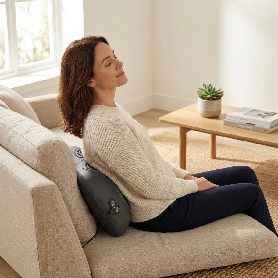 LumiRecovery Heated Vibration Back Massager with Spinal Decompression Support