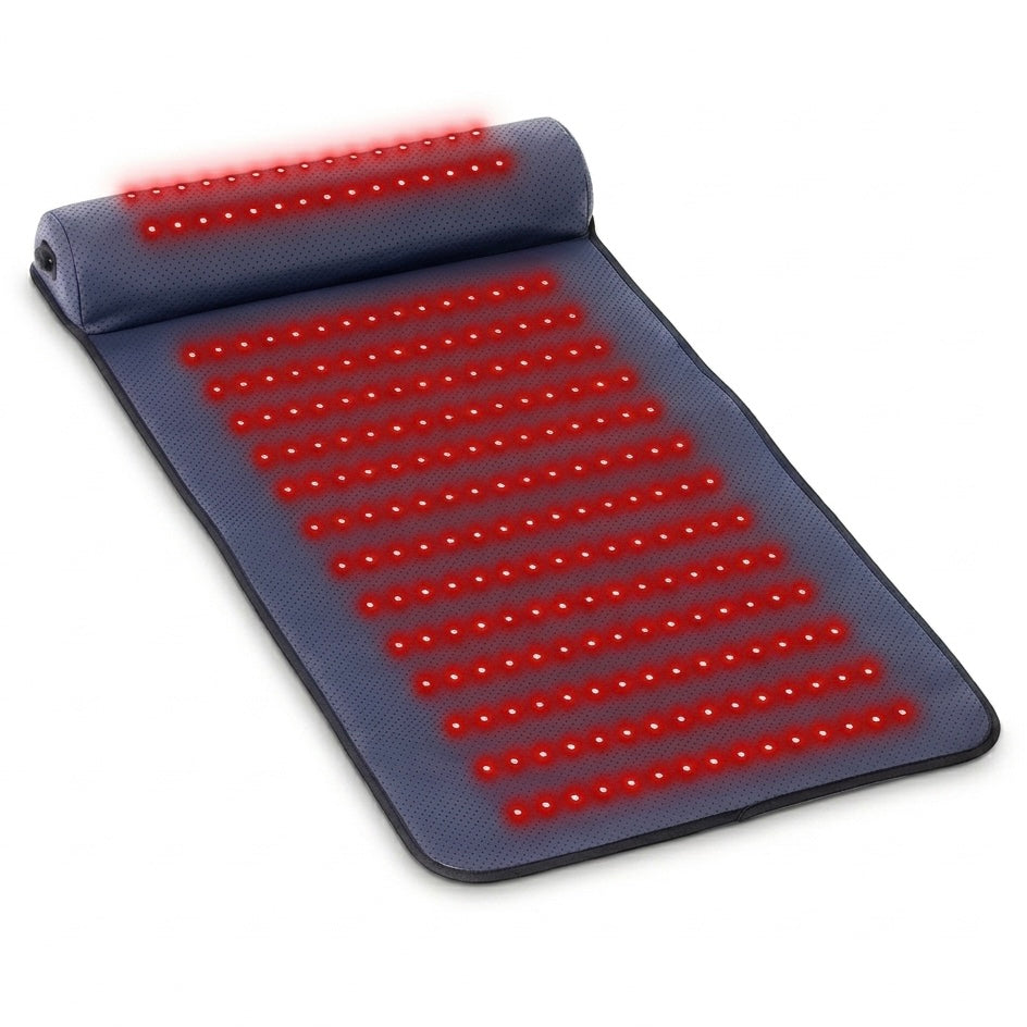 LumiRecovery Red Light Therapy Mat with neck support and dual wavelength light