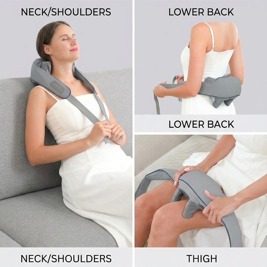 LumiRecovery Neck Massager – 4 Techniques Kneading Pushing Pinching and Pressure