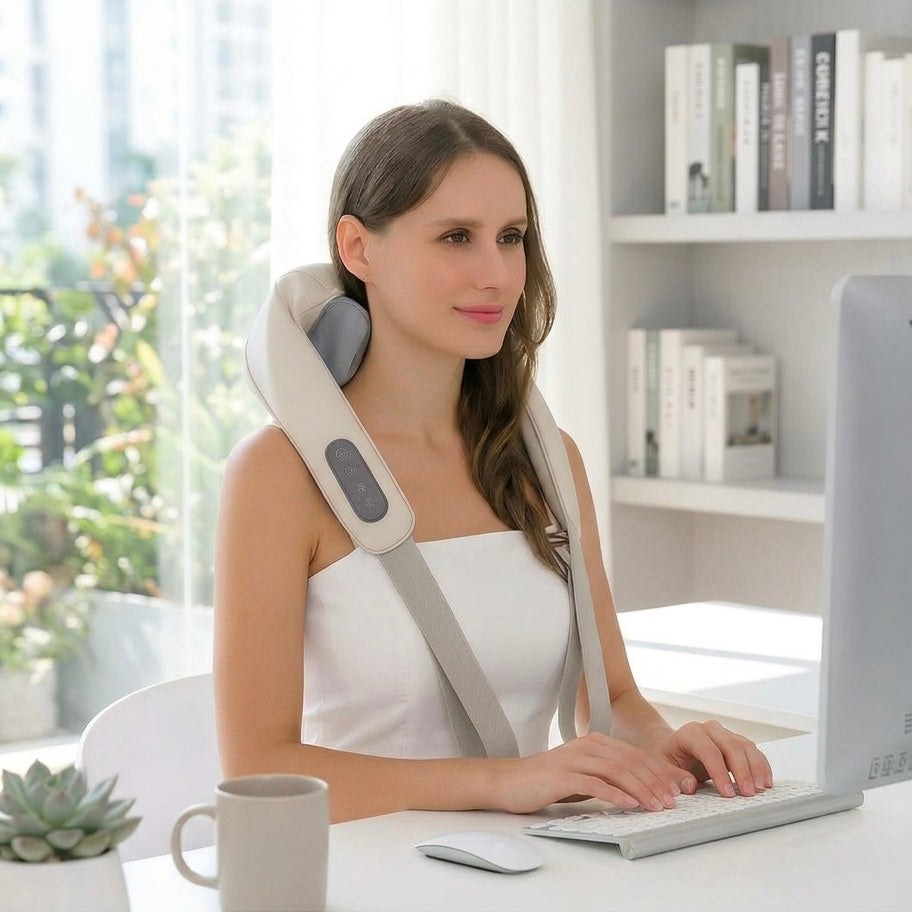LumiRecovery Neck Massager – 4 Techniques Kneading Pushing Pinching and Pressure