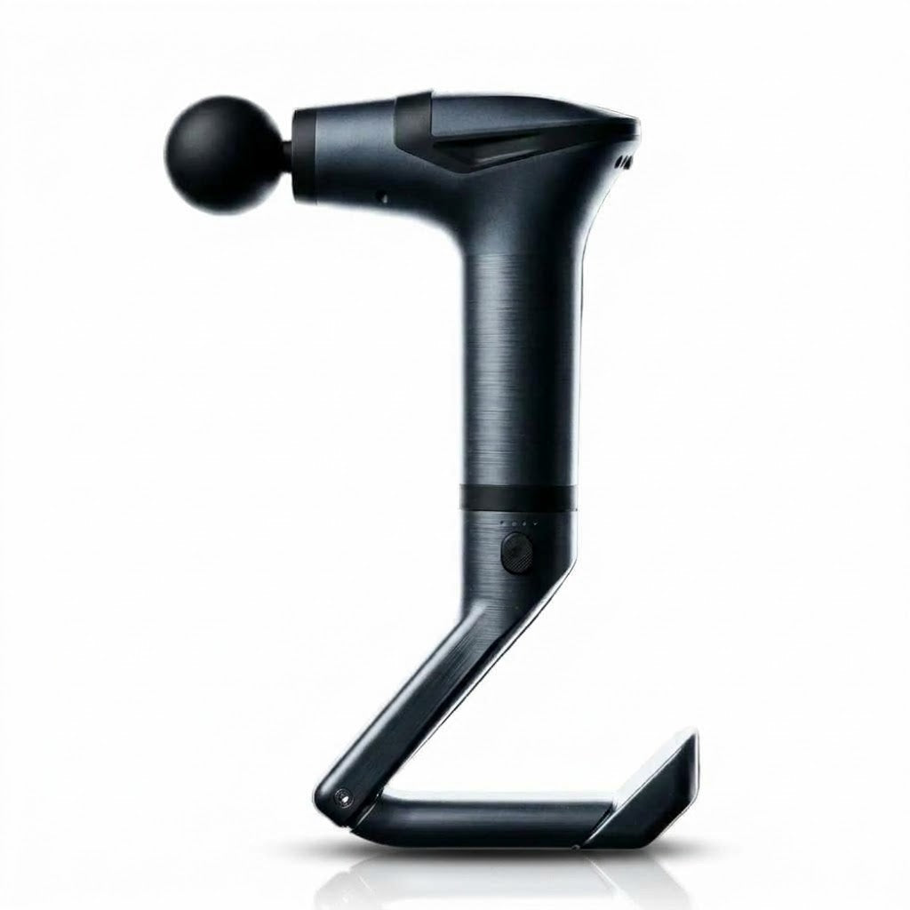 Percussion massage gun with detachable extension handle and 12 speed levels for back and shoulders