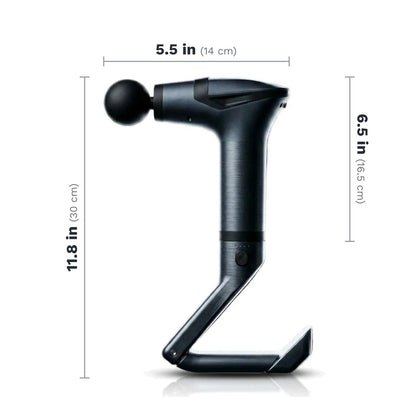 Percussion massage gun with detachable extension handle and 12 speed levels for back and shoulders