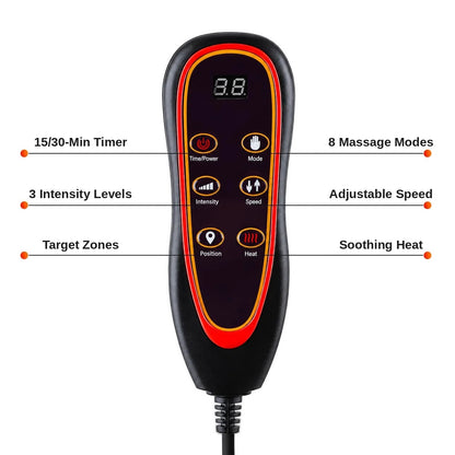 Vibration massage seat cushion with heat for neck, back and hips on office chair, sofa or car seat