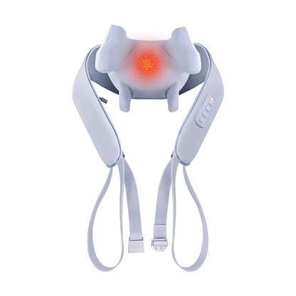 Cordless hands-free neck and back massager with 6D kneading heads and heat for home and office