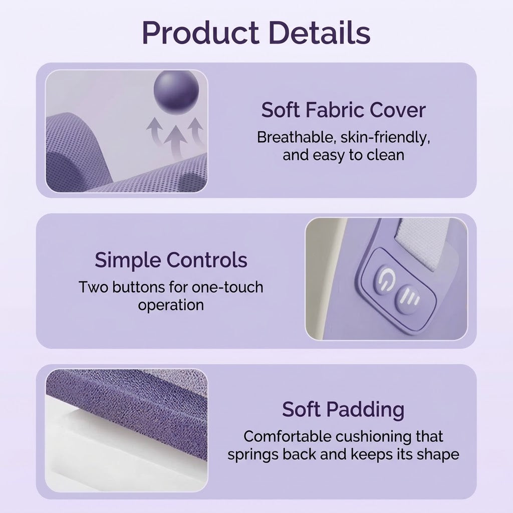 Cordless neck and shoulder massage pillow with 6D kneading heads and heat for home and office