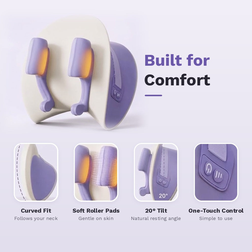Cordless neck and shoulder massage pillow with 6D kneading heads and heat for home and office