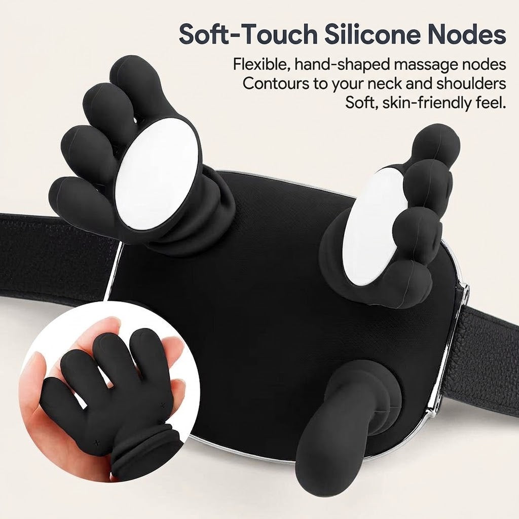 Wireless neck and shoulder massager with extended finger heads and 4D kneading for home and office