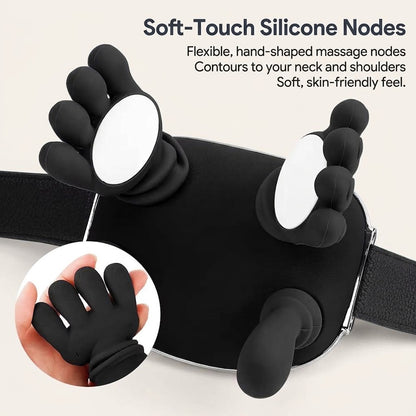 Wireless neck and shoulder massager with extended finger heads and 4D kneading for home and office