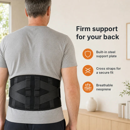 Cordless red light therapy belt for back pain relief with 100 red LEDs, heat, vibration and back support