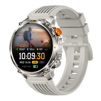 Rugged outdoor smartwatch with LED flashlight, compass, Bluetooth calling and heart rate tracking