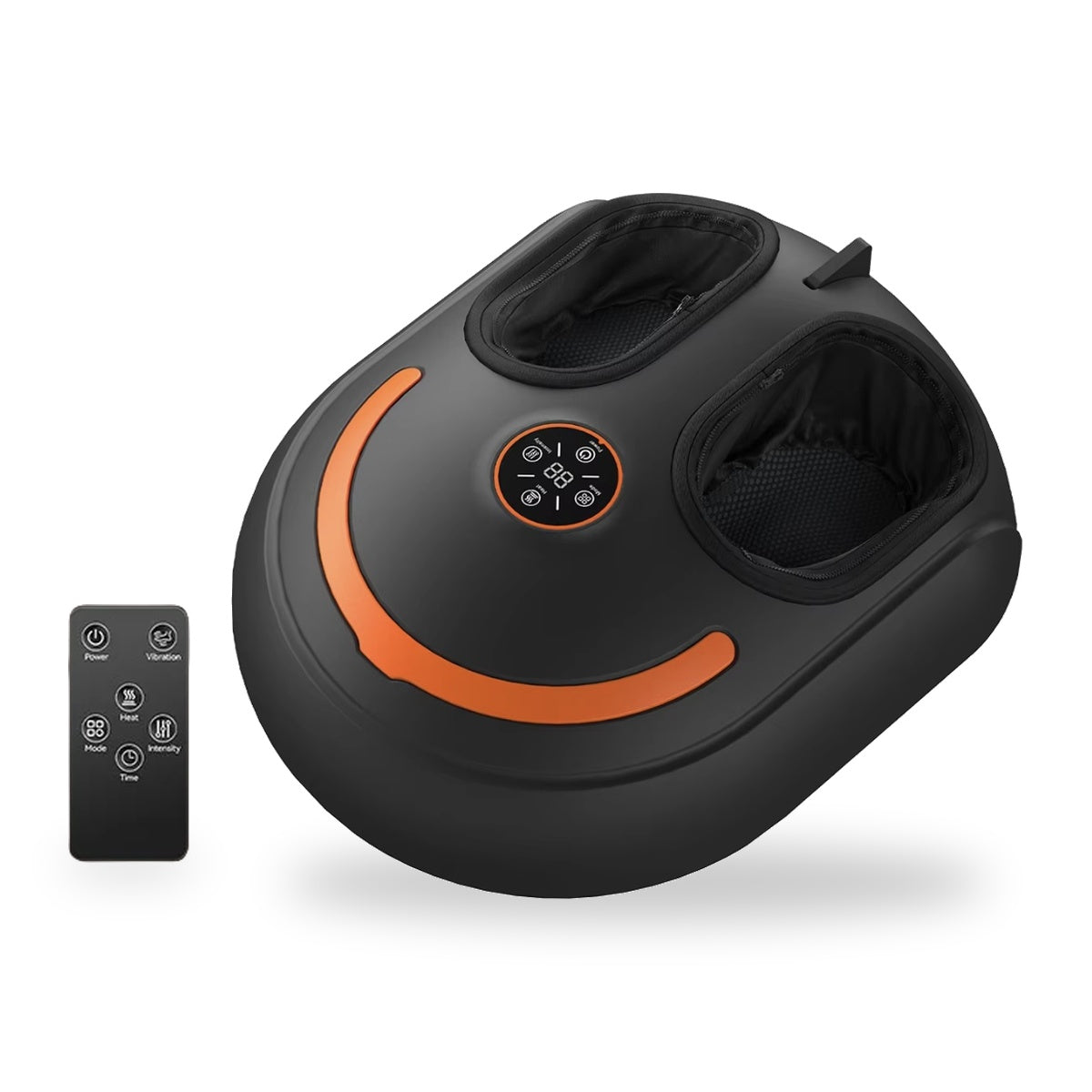 Shiatsu foot massager for foot pain relief with kneading rollers, air compression, heat, toe vibration and remote control