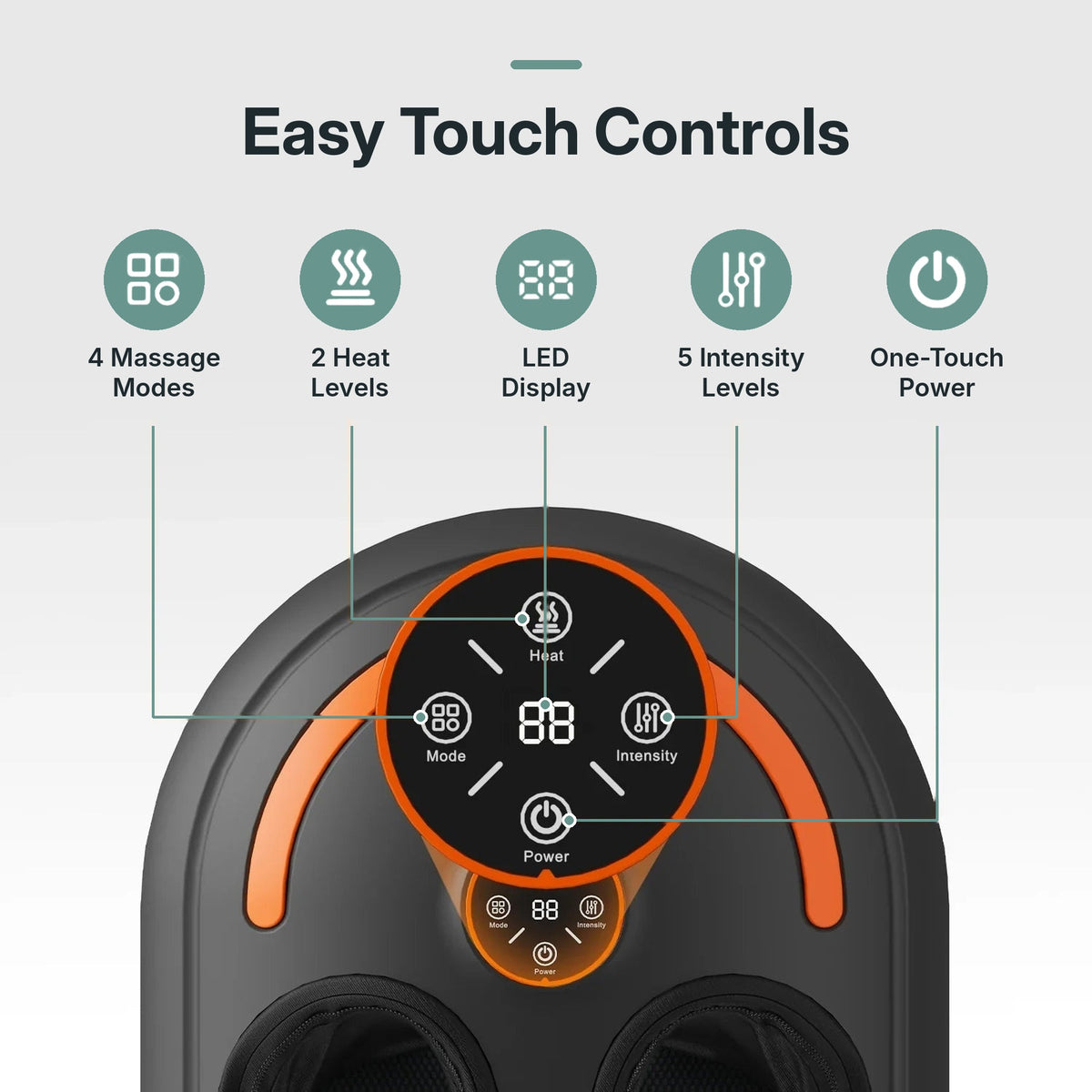 Shiatsu foot massager for foot pain relief with kneading rollers, air compression, heat, toe vibration and remote control