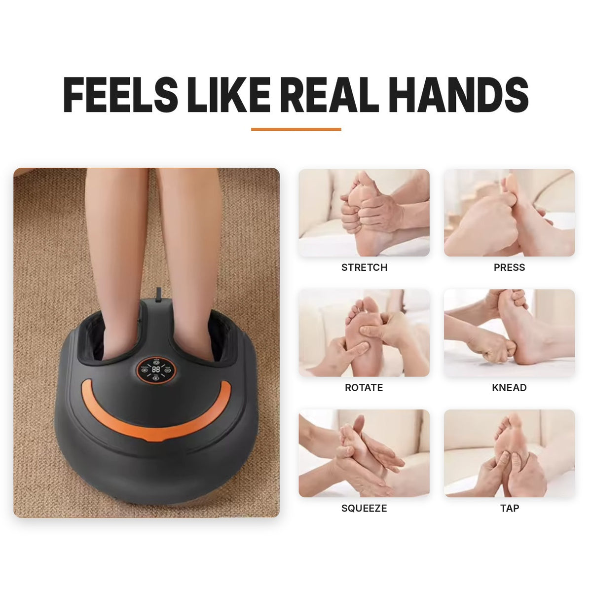 Shiatsu foot massager for foot pain relief with kneading rollers, air compression, heat, toe vibration and remote control