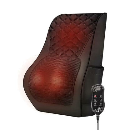 Shiatsu neck and back massage pillow with 3D kneading nodes and heat for chair, couch or bed