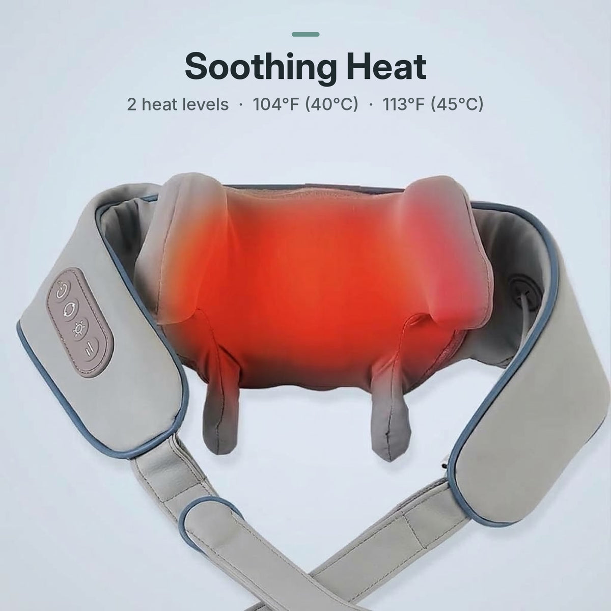 Cordless shiatsu neck and shoulder massager with 26W motor, 6 massage heads and heat