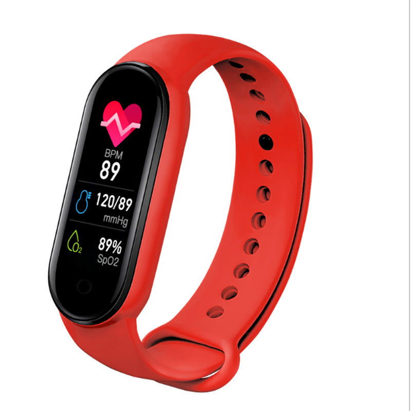 Smart fitness tracker bracelet with touchscreen monitoring heart rate, blood oxygen and sleep