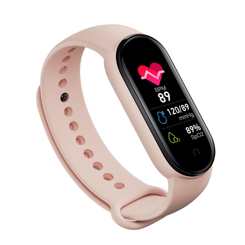 Smart fitness tracker bracelet with touchscreen monitoring heart rate, blood oxygen and sleep