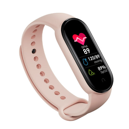 Smart fitness tracker bracelet with touchscreen monitoring heart rate, blood oxygen and sleep