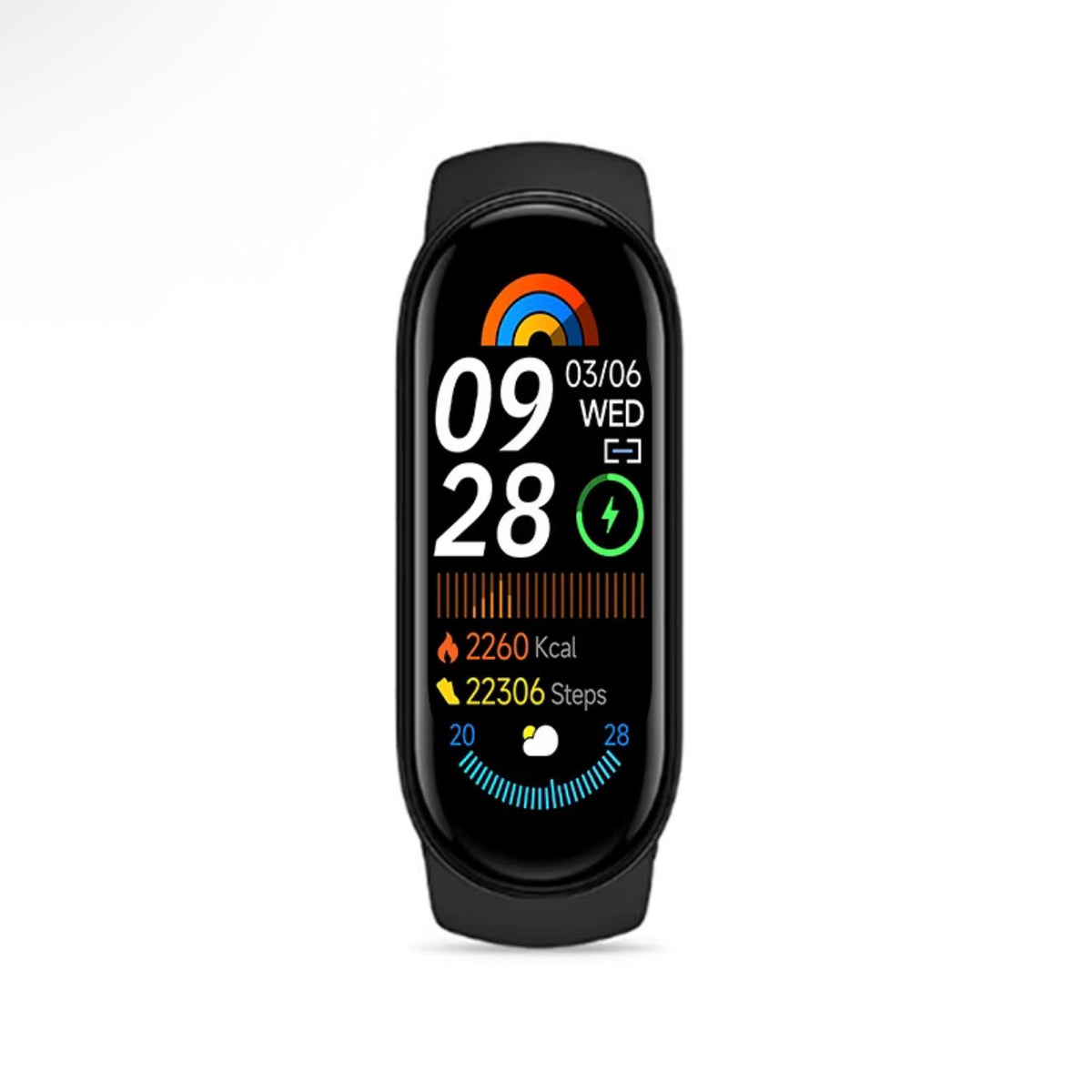 Smart fitness tracker bracelet with touchscreen monitoring heart rate, blood oxygen and sleep